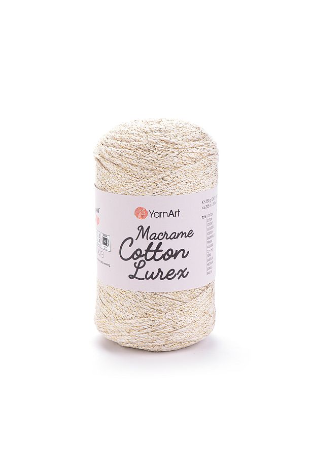Macrame Cotton Lurex - Simli Makrome El Ör Krem-724 - 1