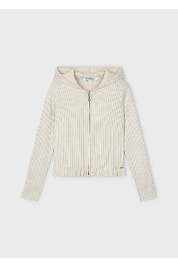 Girl's Hooded Ribbed Pulover