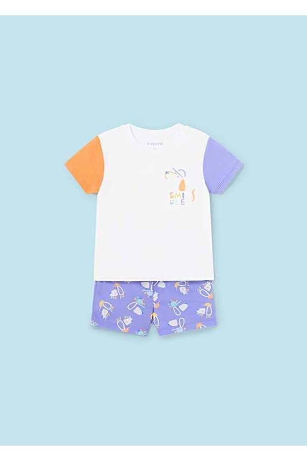 Baby Boy Dog Patterned Swimsuit Set with Shorts