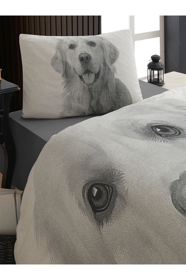 Amico Dog , Ultra Hd Jakarlı Desenli Örme Penye Tek Kişilik Nevresim Seti - 2