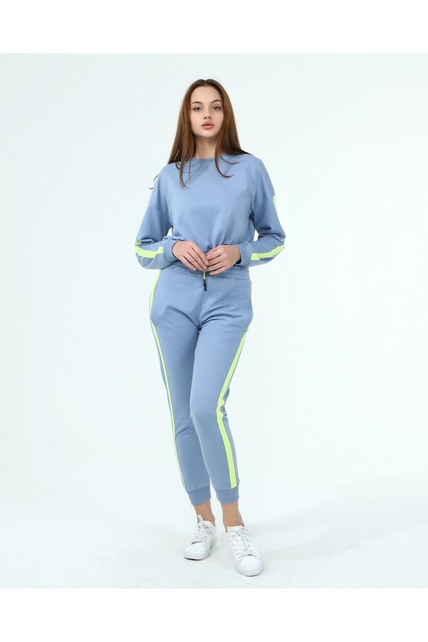 22033931 Two-Thread Side Stripe Sweat+Pocket Pants. Binary Taikm Blue