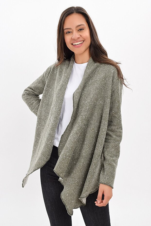 9434343 Pasta Shawl Collar Cardigan Khaki