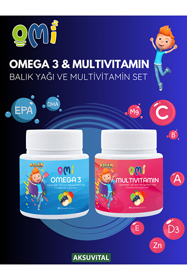 Omi - Multivitamin Ve Omega 3 Çiğnenebilir Jel Form 60 Gummies Yumuşak Şeker - Aslan Trt Çocuk - 3