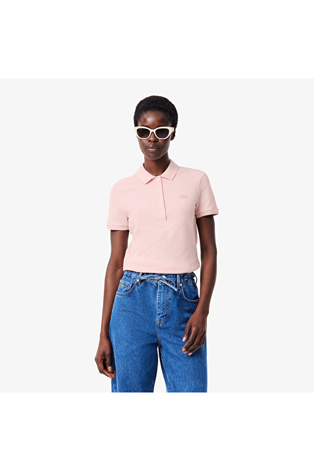 L.12.D Kadın Slim Fit Pembe Polo - 1