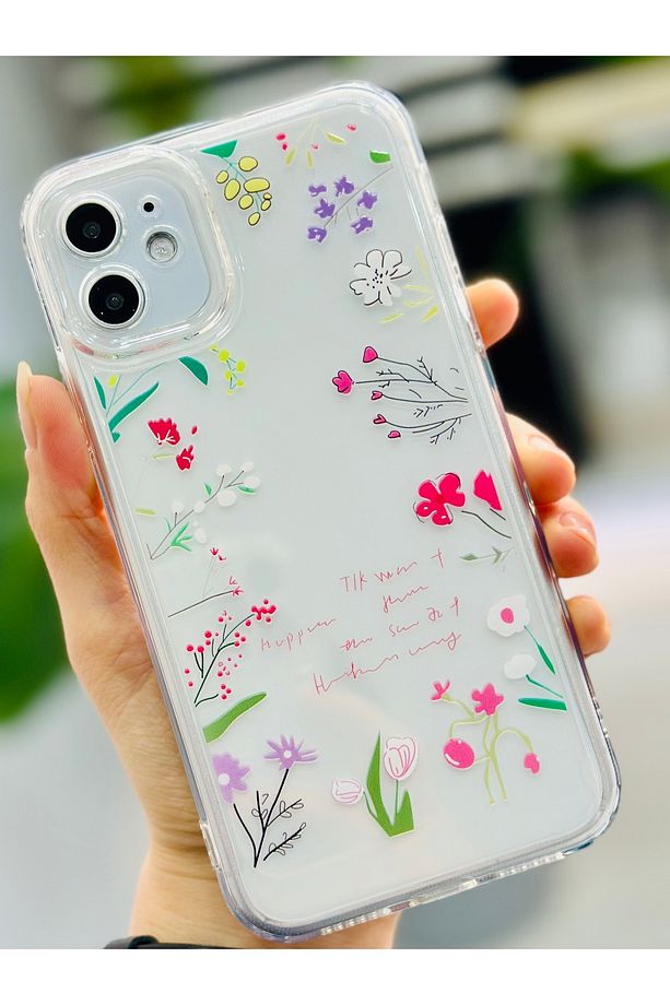 Iphone 11 Uyumlu Kenar Çiçekler Desen Baskı Silikon Kılıf - 2