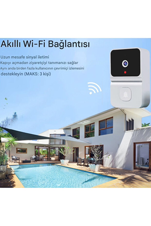 Akıllı Görüntülü Kapı Zili, Ofis Için 2.4GHZ Gece Görüşlü Şarj Edilebilir WiFi Görüntülü İnterkom - 6