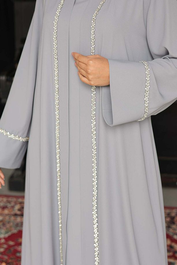 Çiçek Yolu Işıltısı Abaya - 5