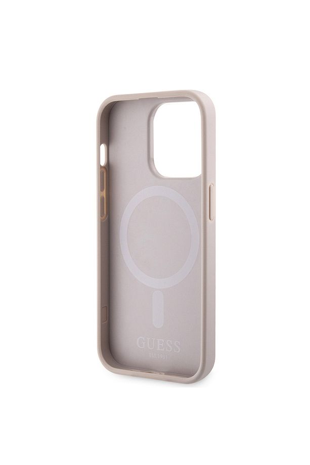 iPhone 15 Pro Kılıf Guess  Lisanslı Magsafe Şarj Özellikli 4G Şerit Tasarımlı Printed Kapak Pembe - 5