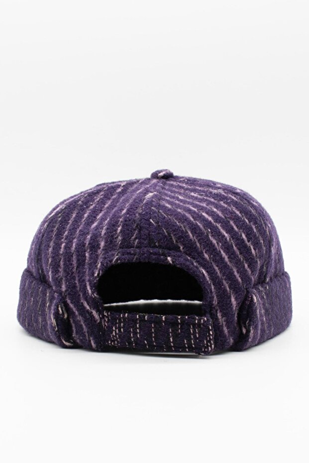 قبعة دوكر صوفية منقوشة باللون الأرجواني للجنسين - 3