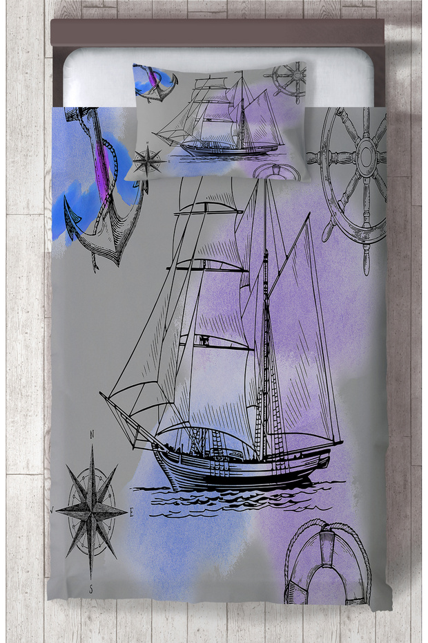 BABY AND KIDS ROOM Pirate Ship Patterned Bedspread