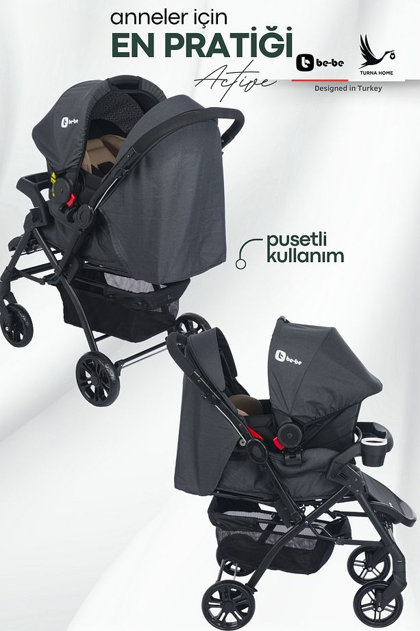 Active Pusetli Set (Çift yönlü bebek arabası, Taşıma puseti, Bakım çantası, Yağmurluk, Ayak örtüsü) - 2
