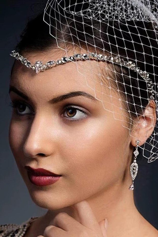 Silver Color Stone Detailed Hair Accessory/Henna Accessory