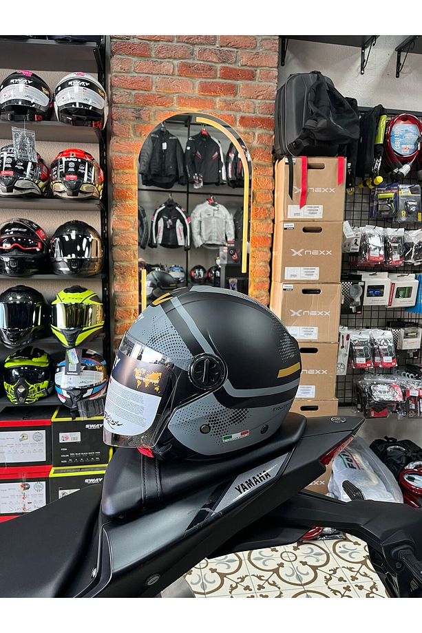 SW 715 GEMINI SİYAH GRİ Yarım Kask - 2