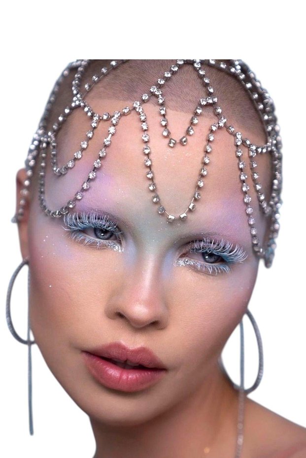 Silver Color Stone Detailed Hair Accessory/Henna Accessory