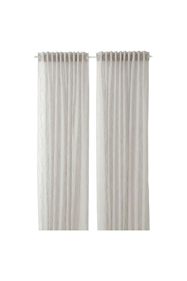 - Glesgröe, Tulle Curtain/2 Sashes, Gray, 145X300 cm