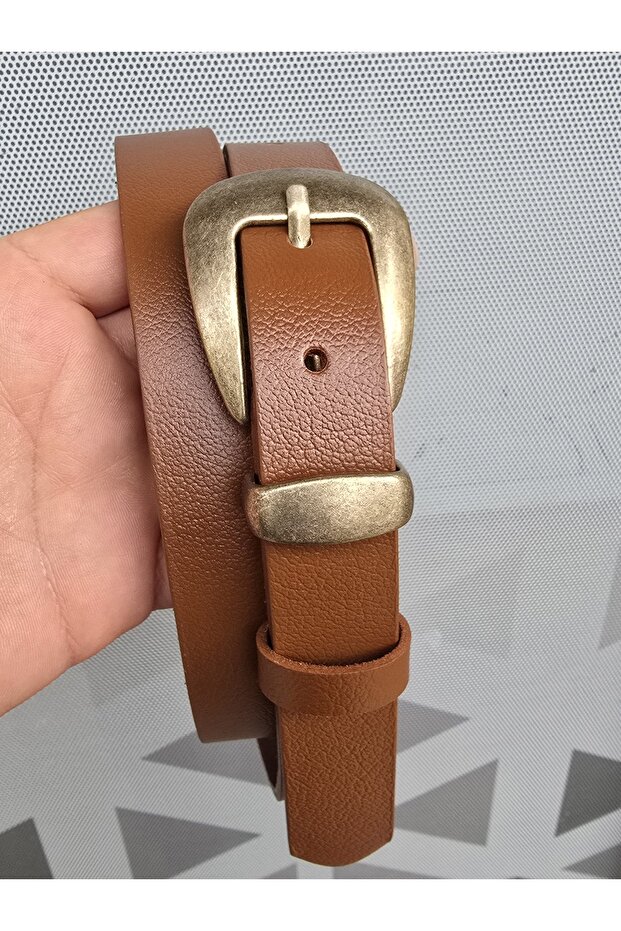 %100 Hakiki Deri Antik Kaplama Tokalı Taba Kemer - 1