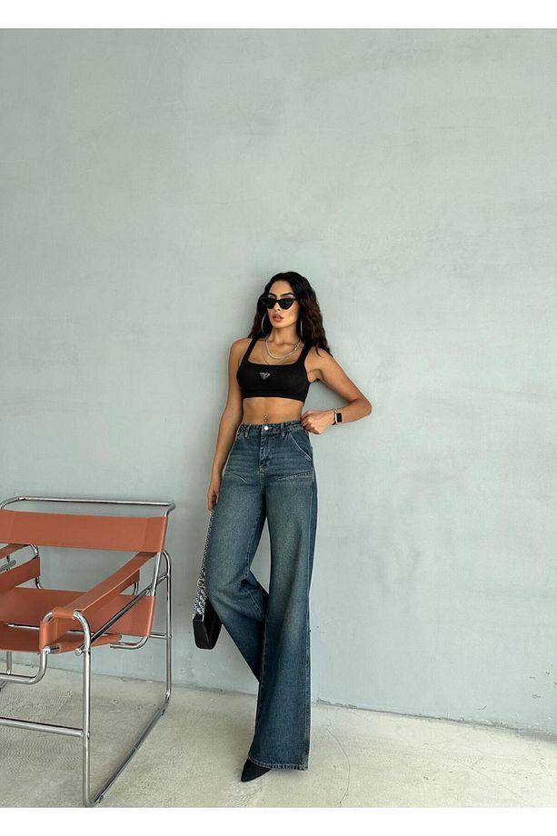 BAGGY FIT PENS DETAYLI TİNT YIKAMALI JEAN - 3