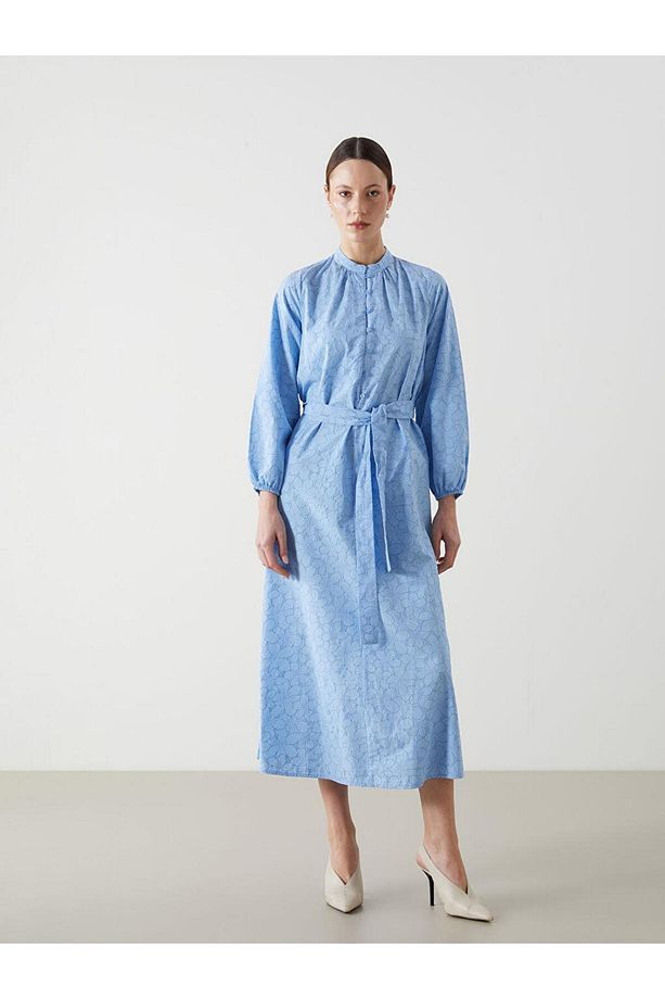 LCW Modest Yaka Çiçekli Poplin Kadın Elbise - 1
