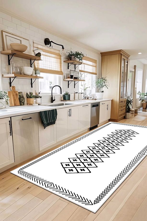 Mutfak Halısı Geometrik İskandinav Eskitmeli Dijital Baskı Yıkanabilir Kaymaz Taban 8177MUTFAK - 3
