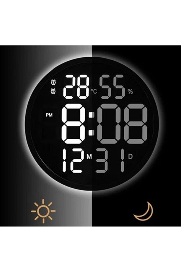 12INÇ Ev Ofis Elektronik Modern Duvar Masa Saati Dijital Uzaktan Kumanda - 1