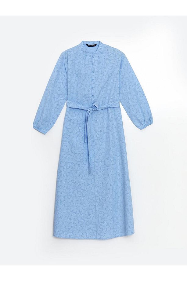 LCW Modest Yaka Çiçekli Poplin Kadın Elbise - 5
