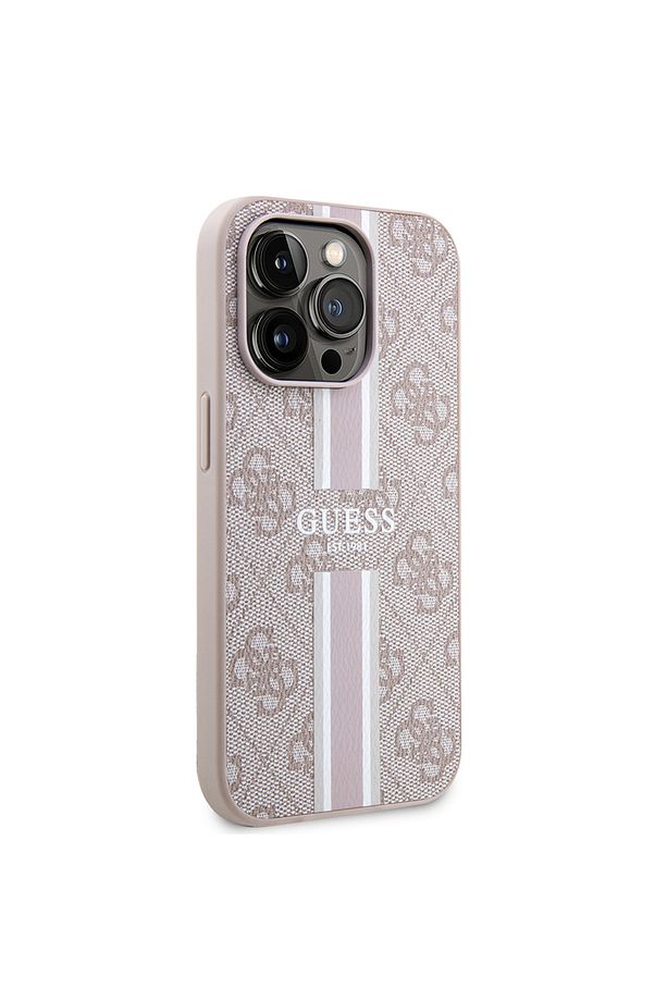 iPhone 15 Pro Kılıf Guess  Lisanslı Magsafe Şarj Özellikli 4G Şerit Tasarımlı Printed Kapak Pembe - 3