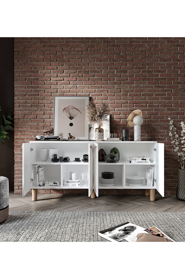 Duru 4 Kapaklı Çok Amaçlı Bohem Konsol, Bohem Tarzda Yüksek Konsol - Tamamı 1. Kalite Mdf - 3