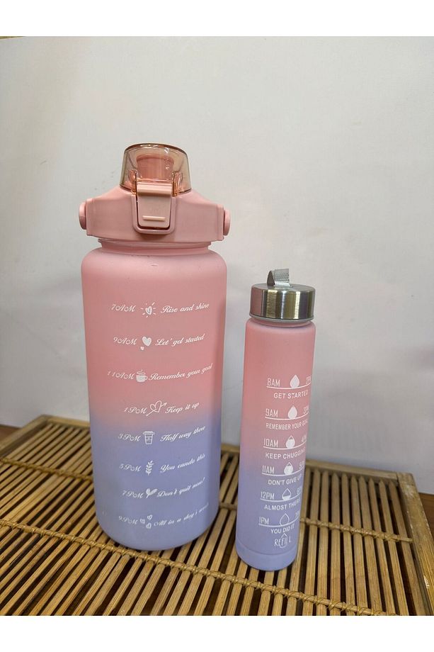 Motivasyonel Su Matarası, Pipetli 2 Litre + 500 ml Hediyeli Tritan Şişe, Sticker Hediyeli, Bpa yok - 1