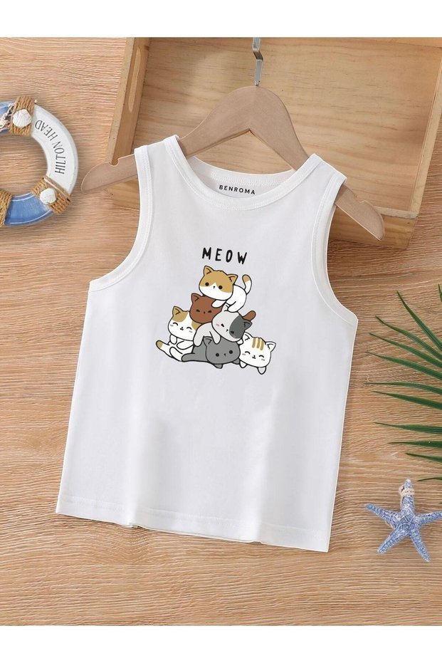 Cartoon Character Printed Sleeveless Children's T-Shirt