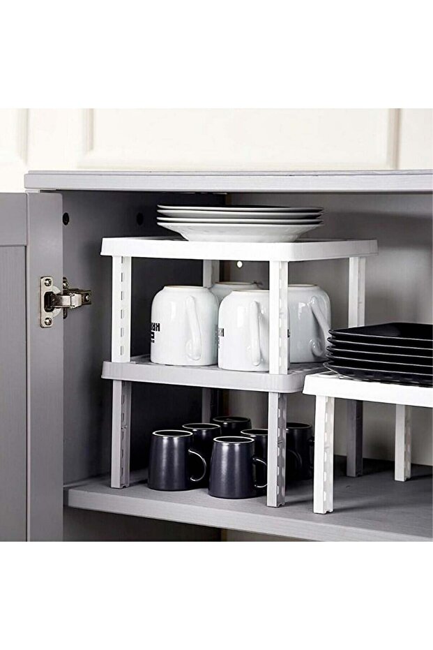 2 قطعة منظم داخل الخزانة رف مربع قابل للتكديس - 4