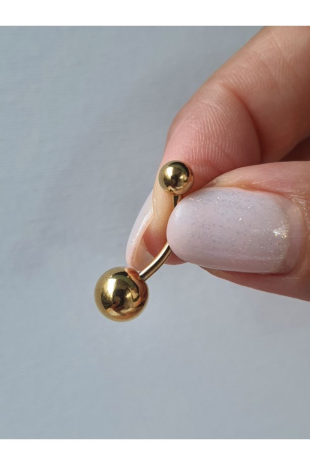 Düz Model Çelik  Göbek Piercing - 3