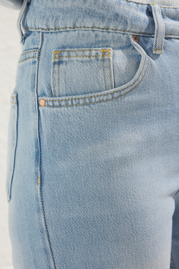 Açık Mavi More Sustainable Yüksek Bel Wide Leg Jeans TWOSS25JE00054 - 4
