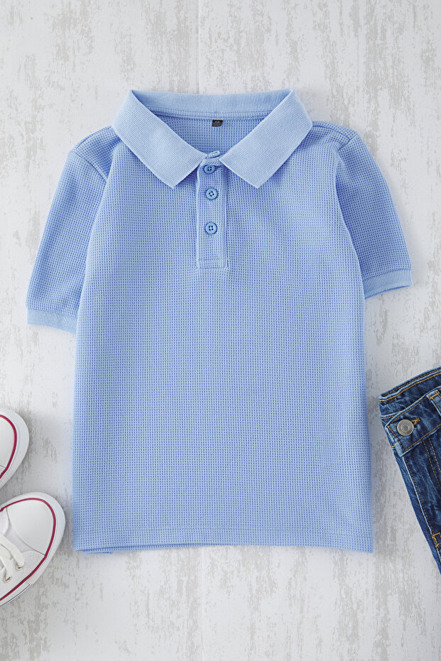 Mavi Erkek Çocuk Basic Regular/Normal Kalıp Polo Yaka Kısa Kol Örme T-Shirt TKDSS25TS00076 - 1