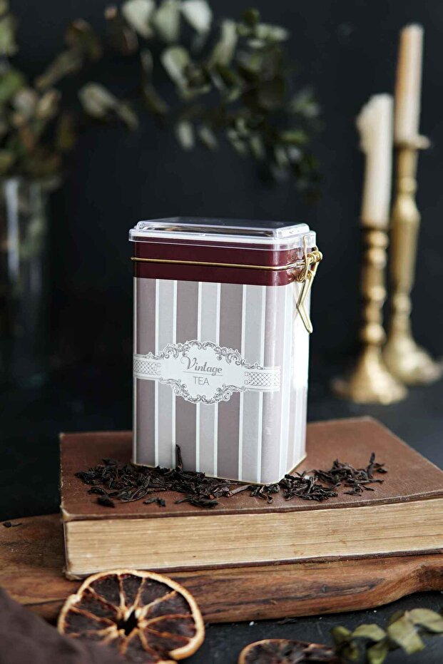 Er043-6a Elegance Tea Patterned Rectangular Metal Storage Container 8x10 Cm - 2