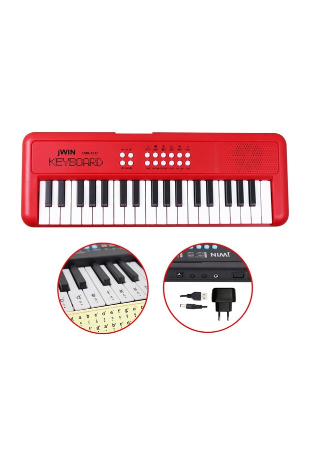 JWIN CMK-1237 37 Tuşlu Elektronik Org (Etiket. Adaptör Hediye) - Kırmızı