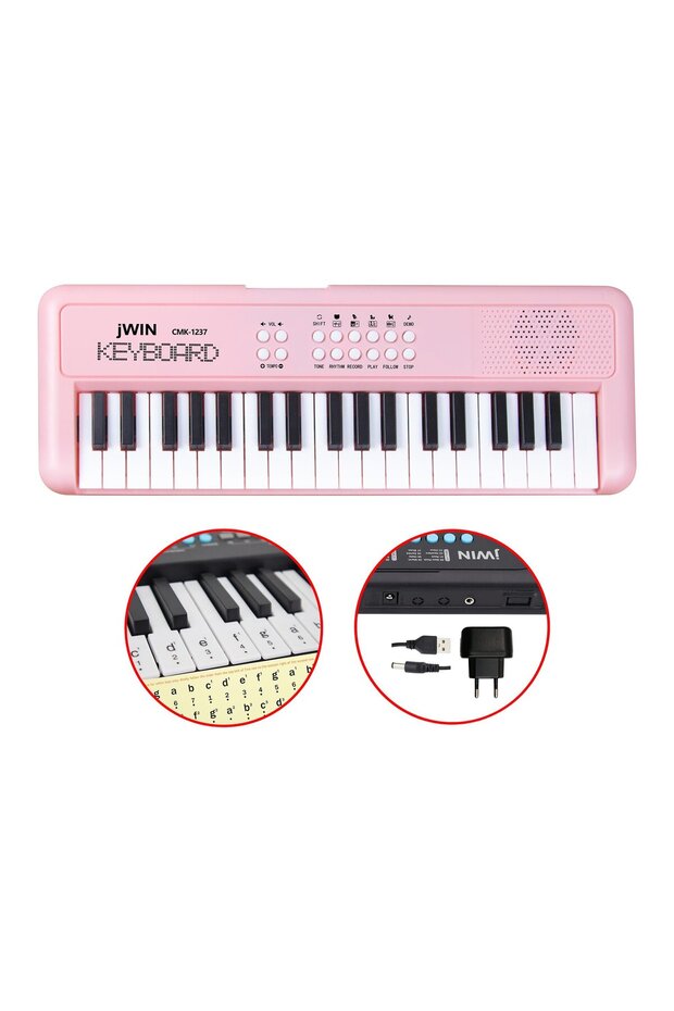 JWIN CMK-1237 37 Tuşlu Elektronik Org (Etiket. Adaptör Hediye) - Pembe
