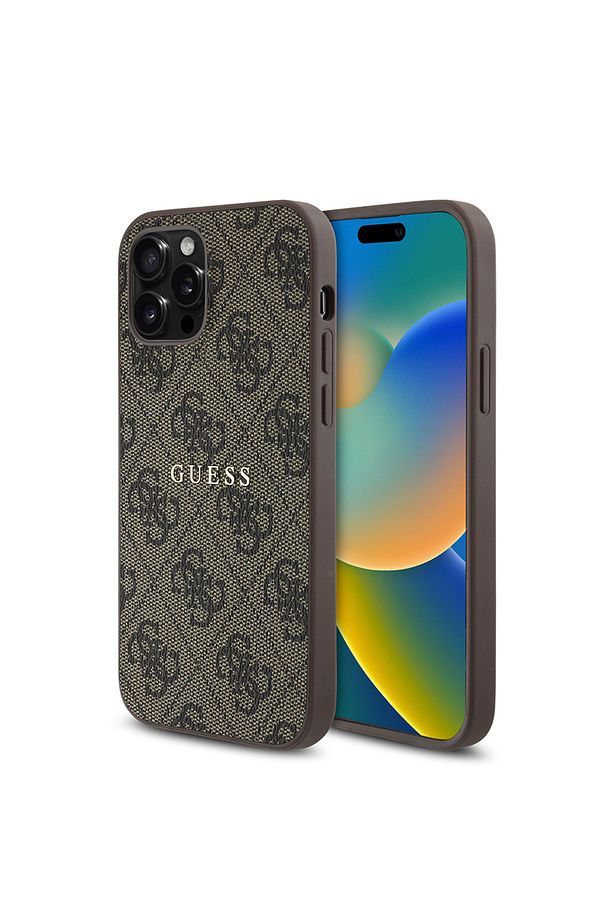 iPhone 12 Pro Kılıf Guess  Lisanslı Magsafe Şarj Özellikli 4G Desen Yazı Logolu Kapak Kahverengi - 1