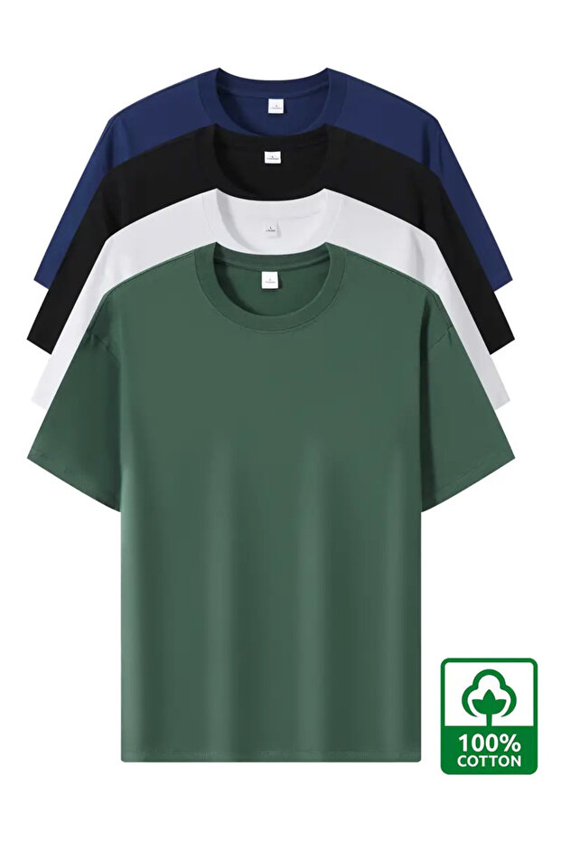 Unisex Basic Model 4'lu Tshirt - 1