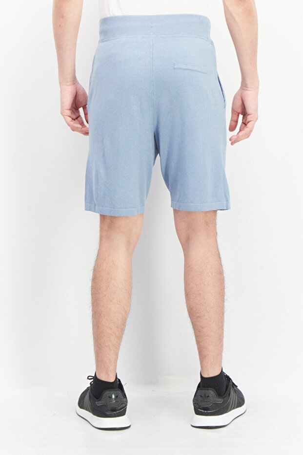 شورت رجالي أساسي محبوك برباط، أزرق فولاذي - 4