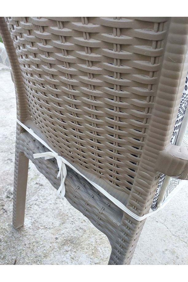 4 Adet Komutan Arkalıklı Sandalye Minderi, Extra Kalın (Kalınlık 5cm)-Nokta Siyah Beyaz - 3