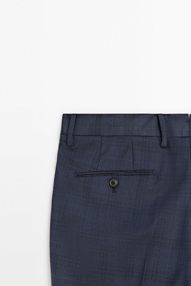 Kareli yün karışımlı klasik pantolon - 7