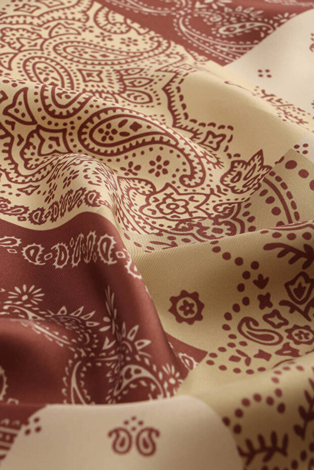 Tile Patchwork Pattern Twill Silk Scarf - 2