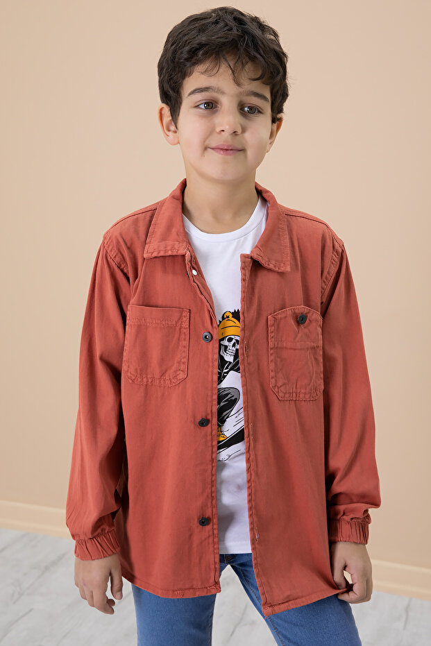Tile Shirt and Printed T-Shirt Boys' 2-Piece Set 19988