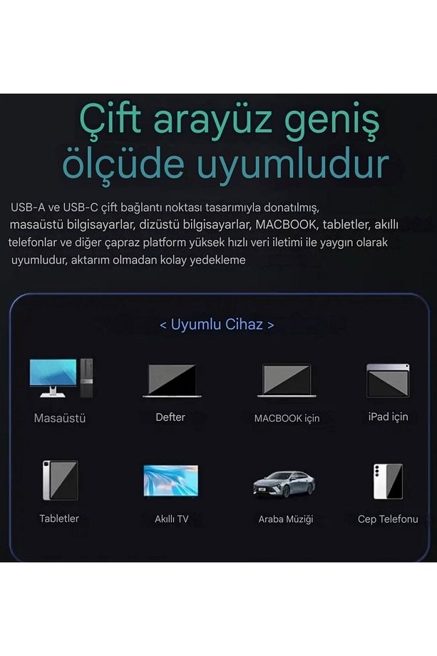 SU50  256Gb.Yüksek Hızlı 560Mbs Type-C Ve Usb 3.2 Flash Bellek İphone 15/16 Type-C Girişli Tüm TLF. - 2