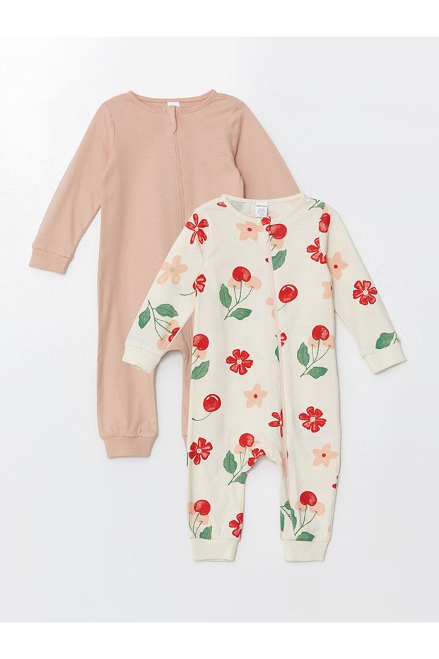 Esse Collection Pink Crew Neck Floral Baby Girl Jumpsuit 2-Piece Set
