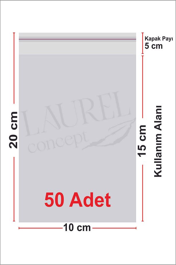 50 Adet Bantlı Şeffaf Jelatin Poşet 10x20 cm - 2