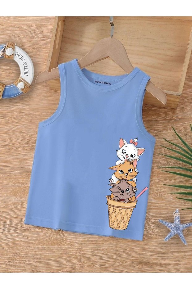 Cartoon Character Printed Sleeveless Children's T-Shirt