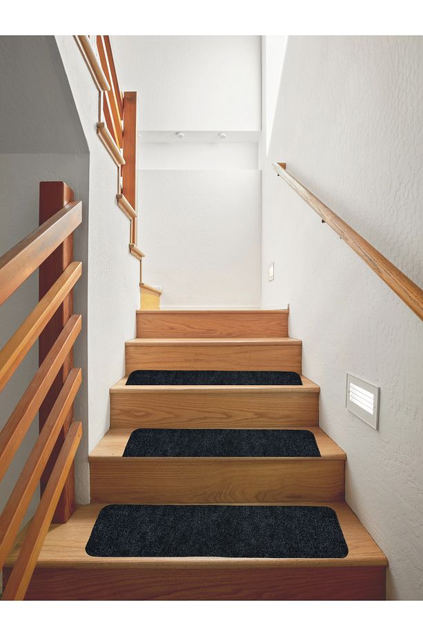 Merdiven Halısı Basamak Halısı Keçe Kaymaz Taban Yapışkanlı Halıfleks Antrasit 1li 20x75 Cm - 2