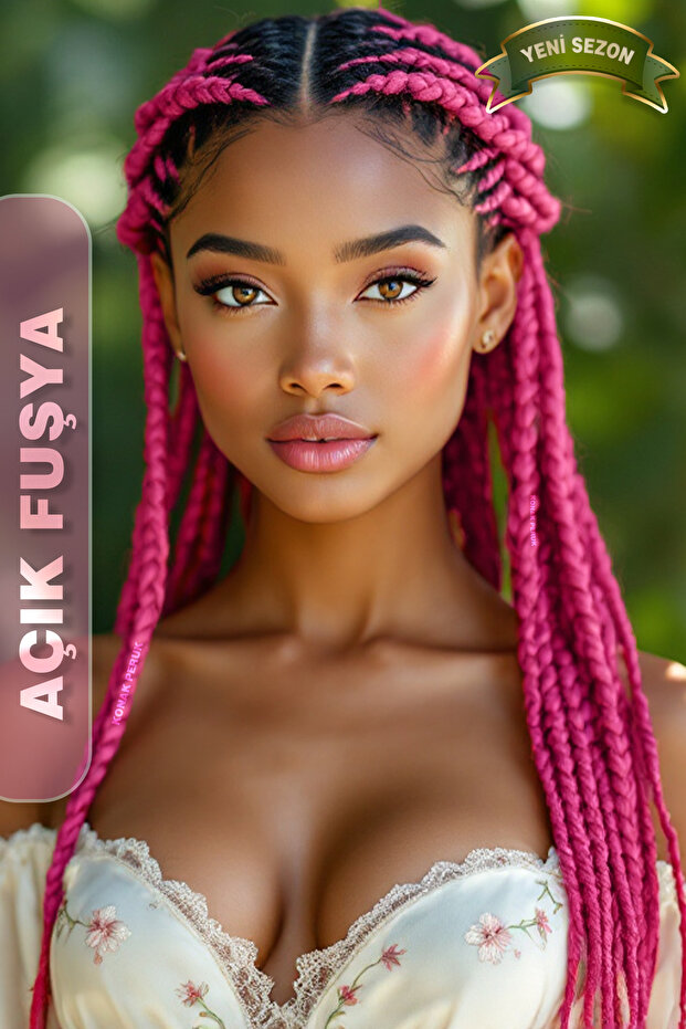 Afrika Örgüsü Rasta Ve Box Braid için Sentetik Saç - Açık Fuşya - 6