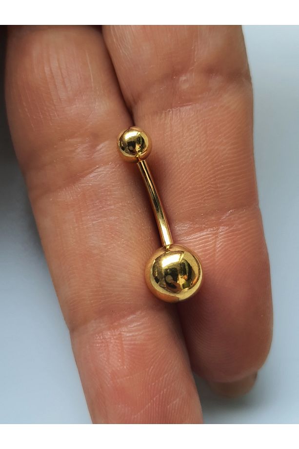Düz Model Çelik  Göbek Piercing - 1